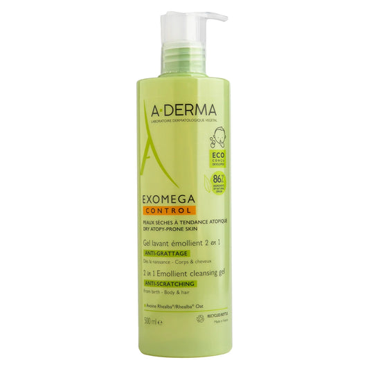 A-derma Exomega Control 2-in-1 Emollient Anti-itch Cleansing Gel 500ml